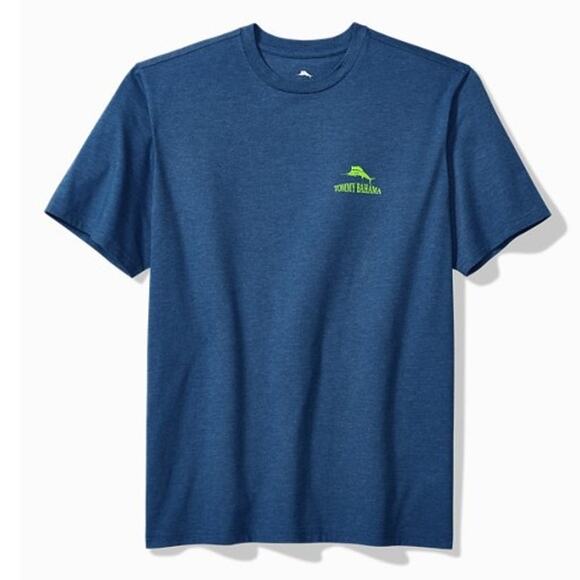 Tommy Bahama Support Your Local Bar Short Sleeve Graphic Tee Men's M Blue NWT - Picture 1 of 8